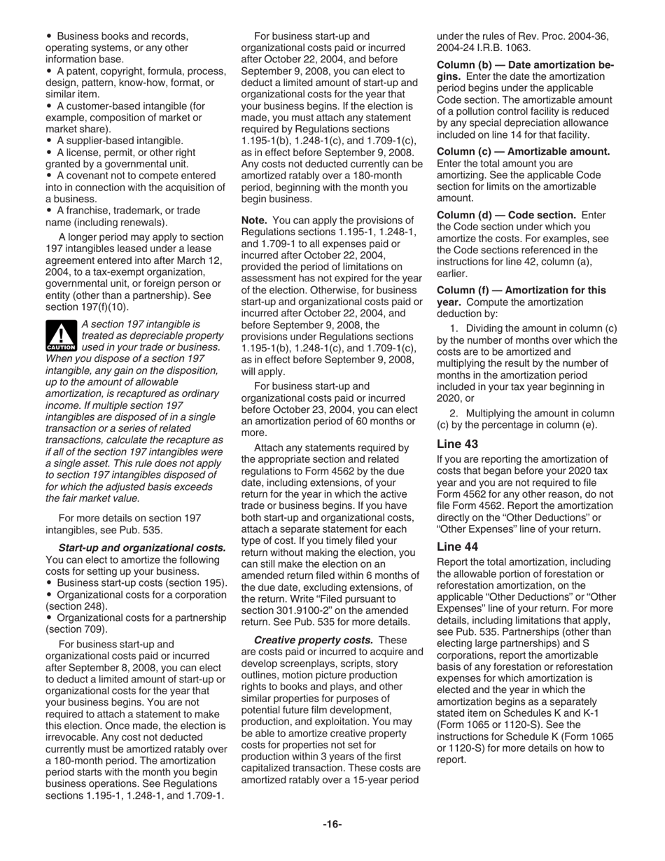 Instructions for IRS Form 4562 Depreciation and Amortization (Including Information on Listed Property), Page 16