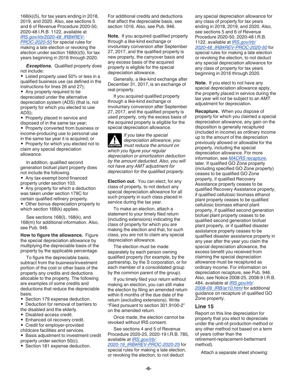 Instructions for IRS Form 4562 Depreciation and Amortization (Including Information on Listed Property), Page 6