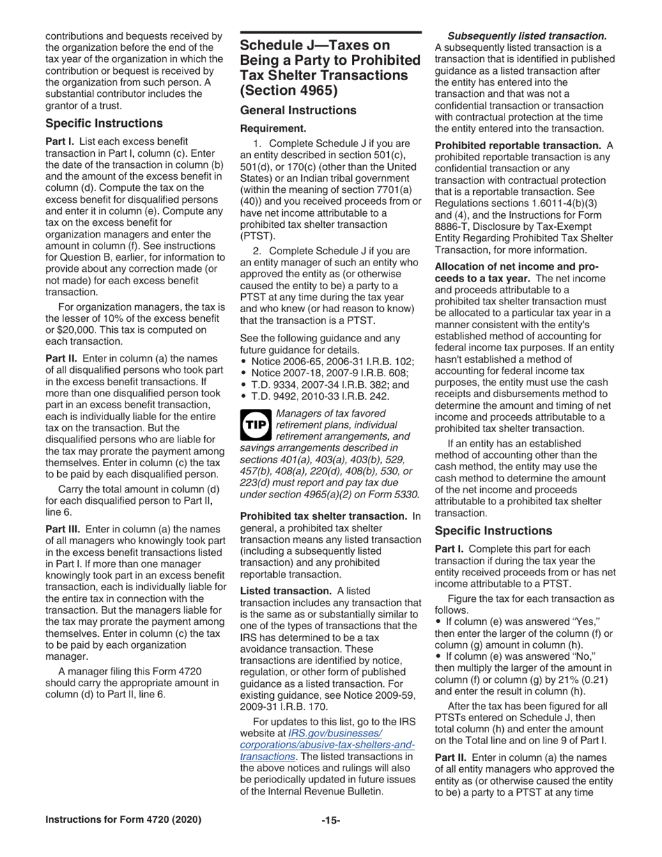 Instructions for IRS Form 4720 Return of Certain Excise Taxes Under Chapters 41 and 42 of the Internal Revenue Code, Page 15