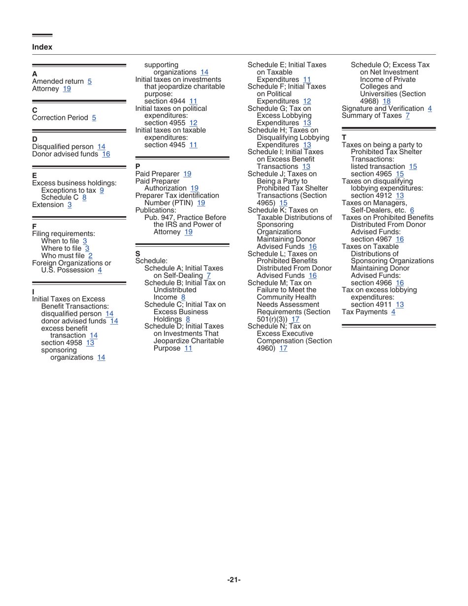 Instructions for IRS Form 4720 Return of Certain Excise Taxes Under Chapters 41 and 42 of the Internal Revenue Code, Page 21