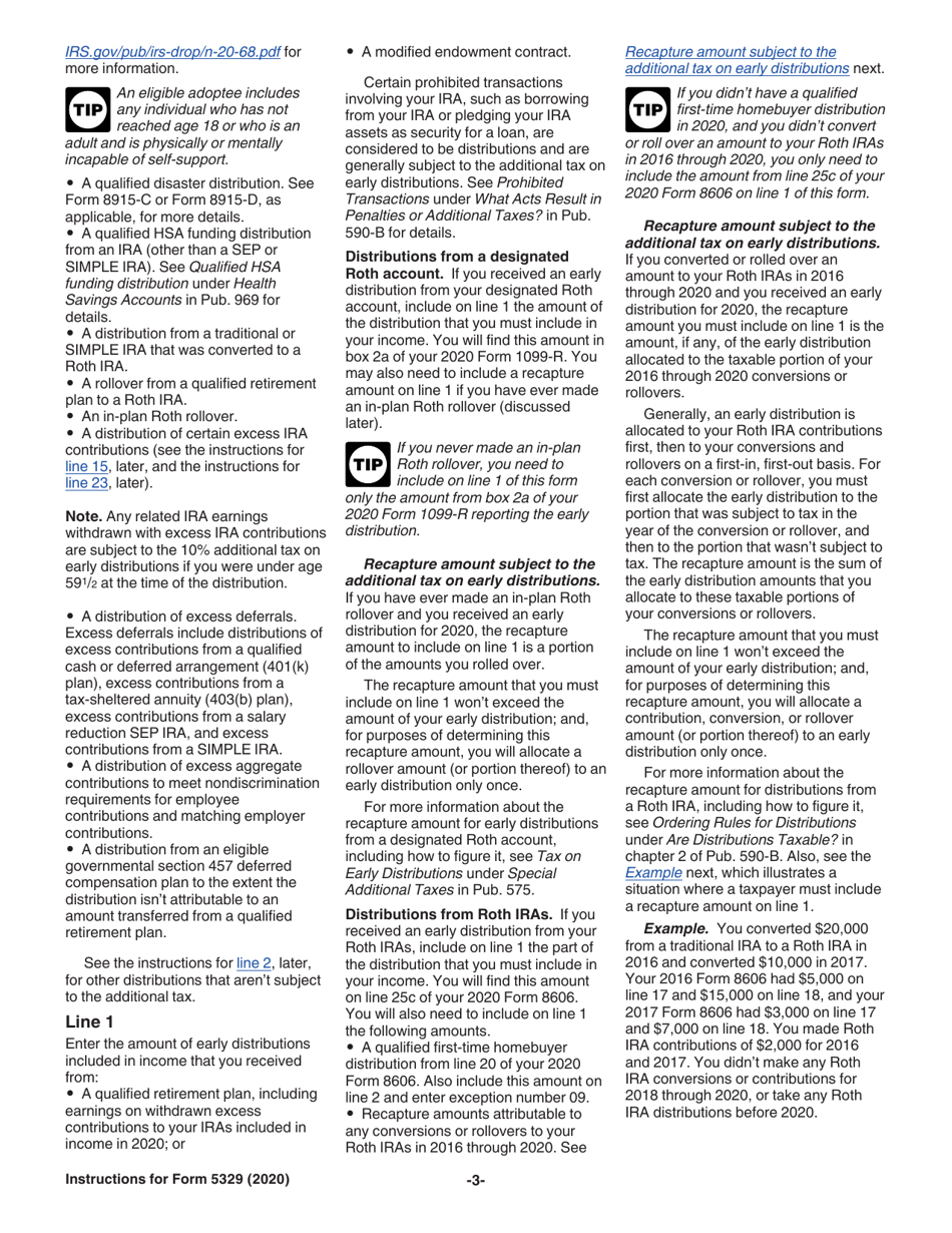 Instructions for IRS Form 5329 Additional Taxes on Qualified Plans (Including IRAs) and Other Tax-Favored Accounts, Page 3