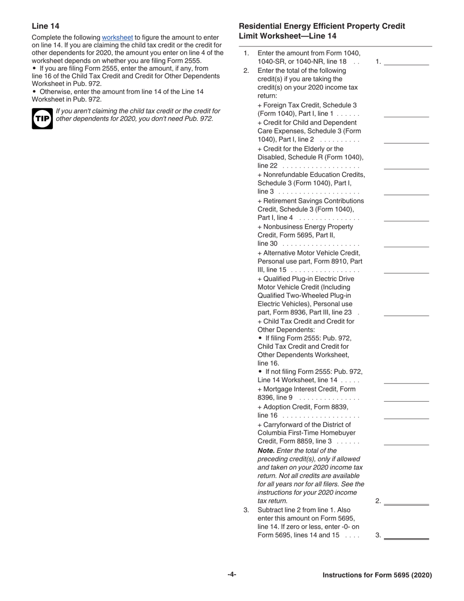 Download Instructions for IRS Form 5695 Residential Energy Credits PDF