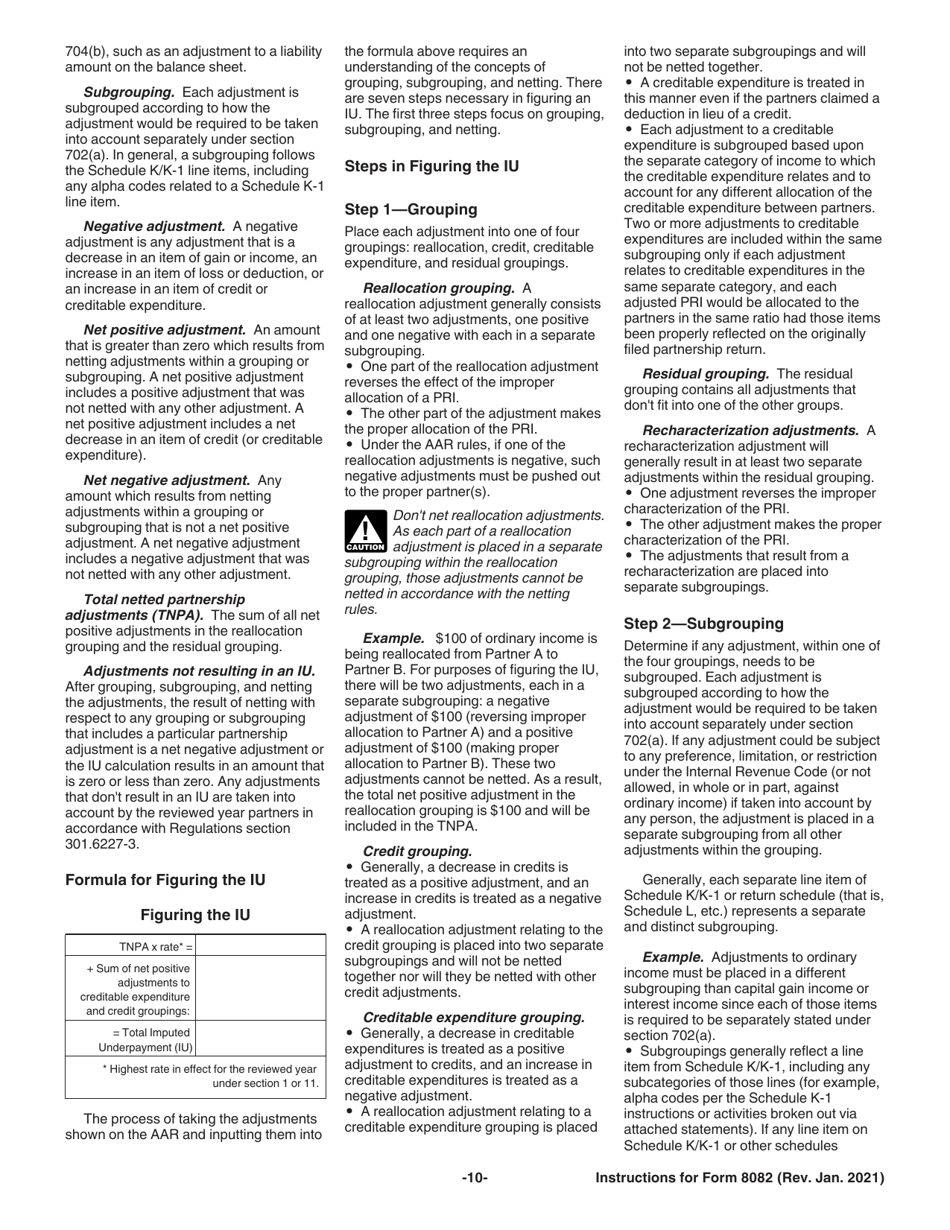 Instructions for IRS Form 8082 Notice of Inconsistent Treatment or Administrative Adjustment Request (AAR), Page 10
