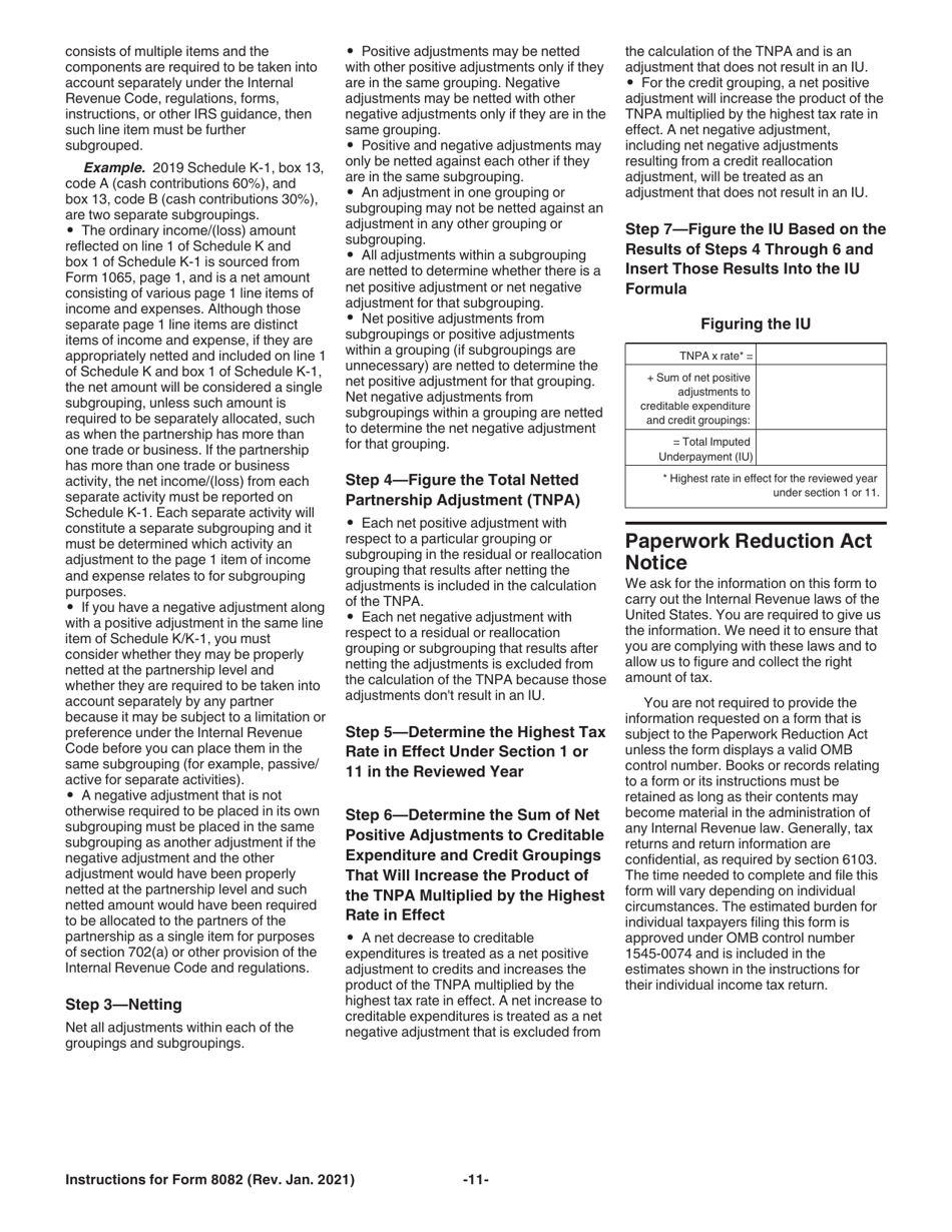 Instructions for IRS Form 8082 Notice of Inconsistent Treatment or Administrative Adjustment Request (AAR), Page 11