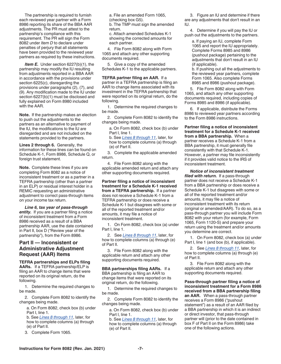 Instructions for IRS Form 8082 Notice of Inconsistent Treatment or Administrative Adjustment Request (AAR), Page 7