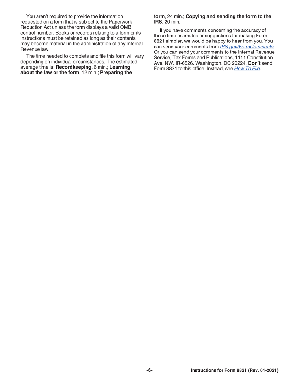 Instructions for IRS Form 8821 Tax Information Authorization, Page 6