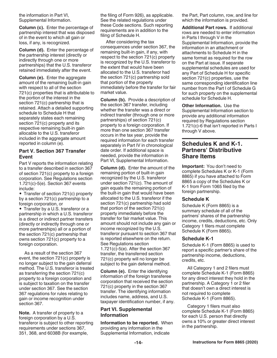 Instructions for IRS Form 8865 Return of U.S. Persons With Respect to Certain Foreign Partnerships, Page 14