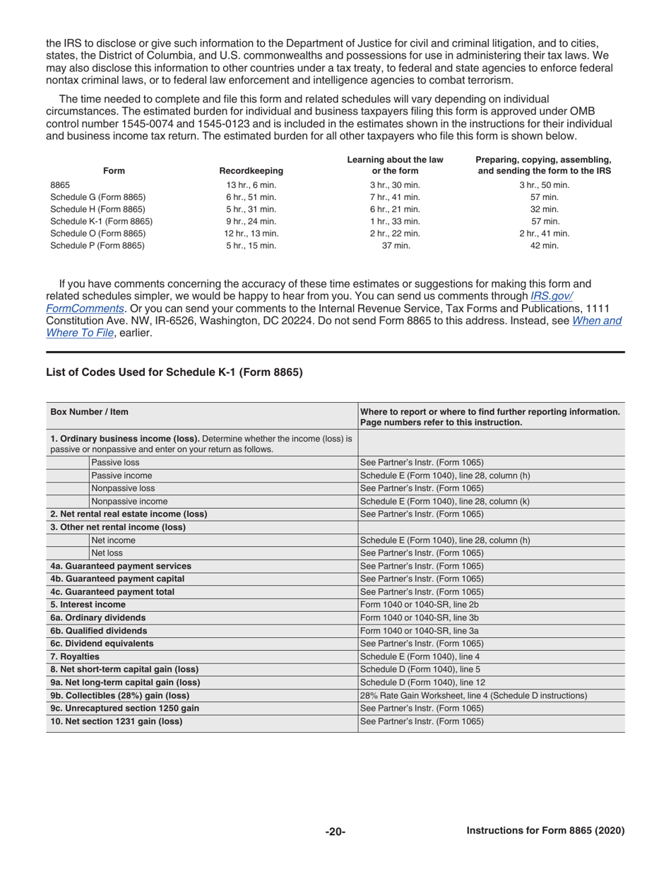 Instructions for IRS Form 8865 Return of U.S. Persons With Respect to Certain Foreign Partnerships, Page 20