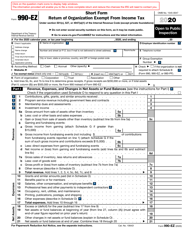 IRS Form 990-EZ &quot;Short Form Return of Organization Exempt From Income Tax&quot;, 2020
