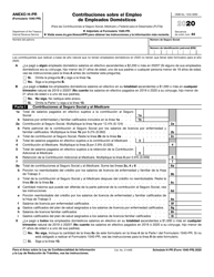 IRS Formulario 1040-PR Anexo H-PR Contribuciones Sobre El Empleo De Empleados Domesticos (Spanish)