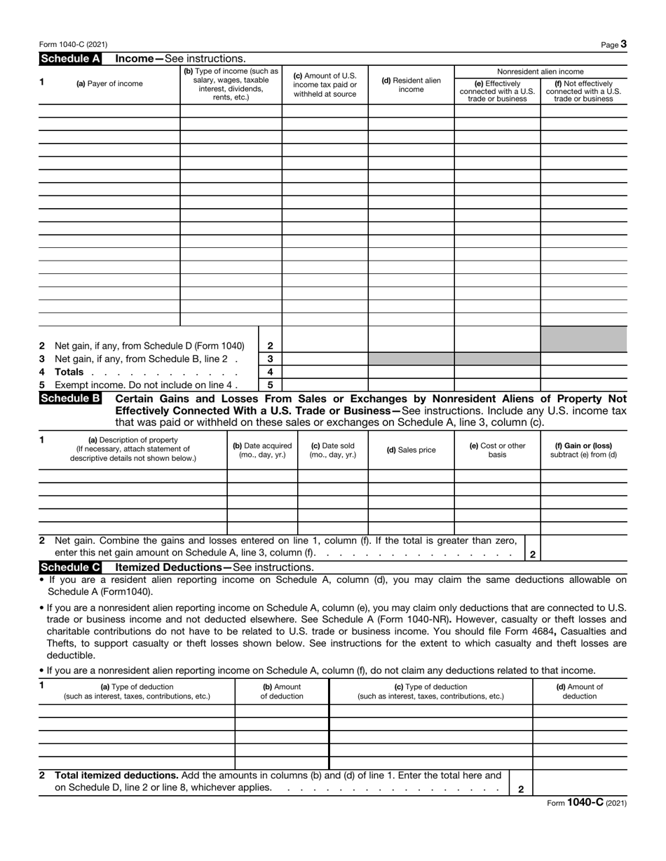 IRS Form 1040-C U.S. Departing Alien Income Tax Return, Page 3