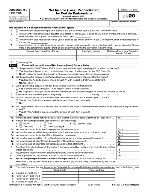 IRS Form 1065 Schedule M-3 2020 Printable Pdf