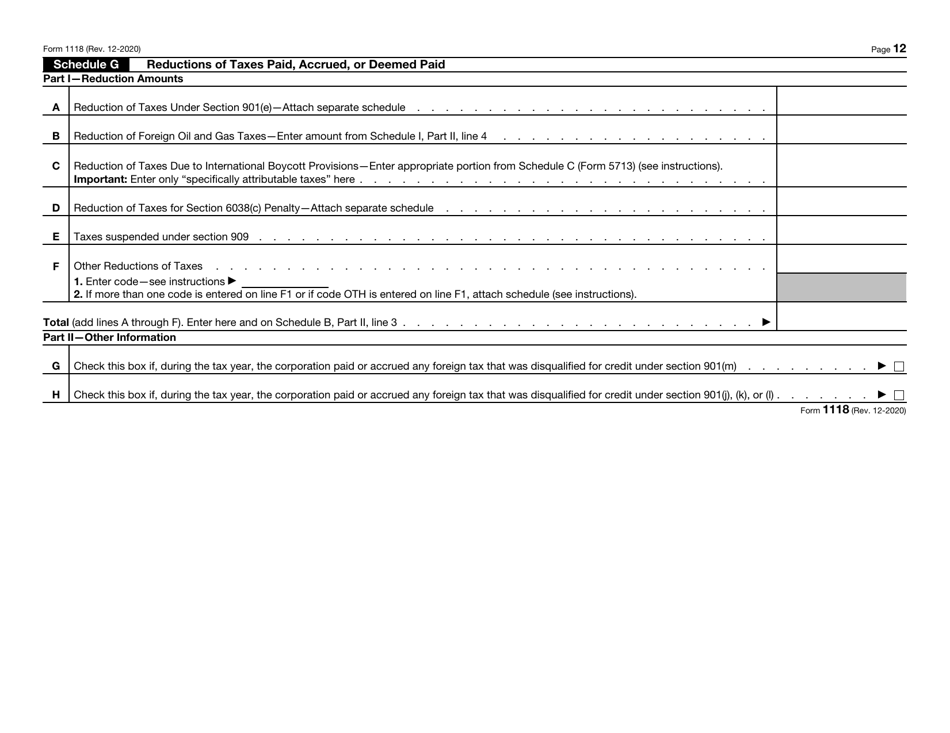 IRS Form 1118 Foreign Tax Credit - Corporations, Page 12