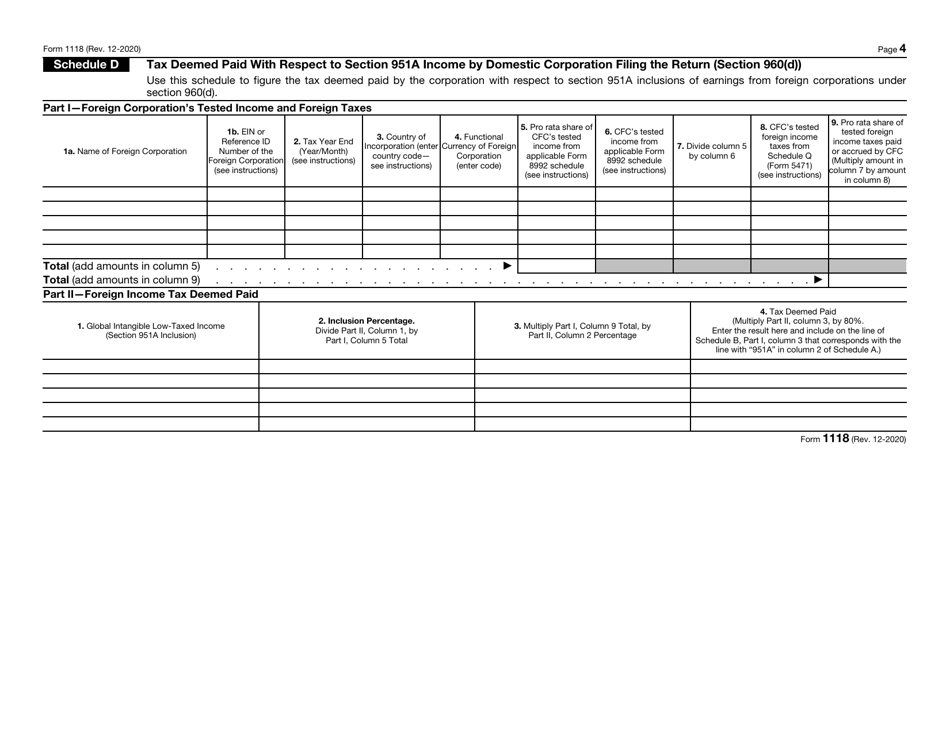 IRS Form 1118 Foreign Tax Credit - Corporations, Page 4