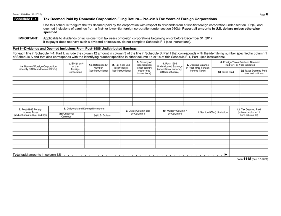 IRS Form 1118 Foreign Tax Credit - Corporations, Page 6