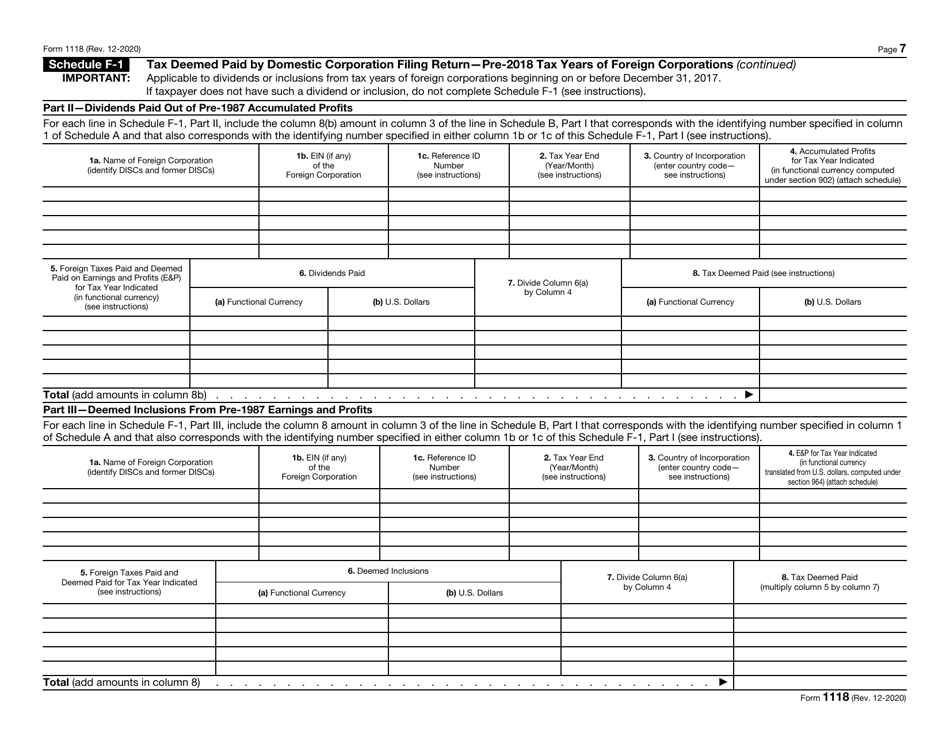 IRS Form 1118 Foreign Tax Credit - Corporations, Page 7