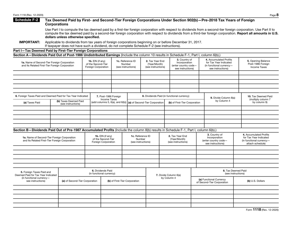 IRS Form 1118 Foreign Tax Credit - Corporations, Page 8