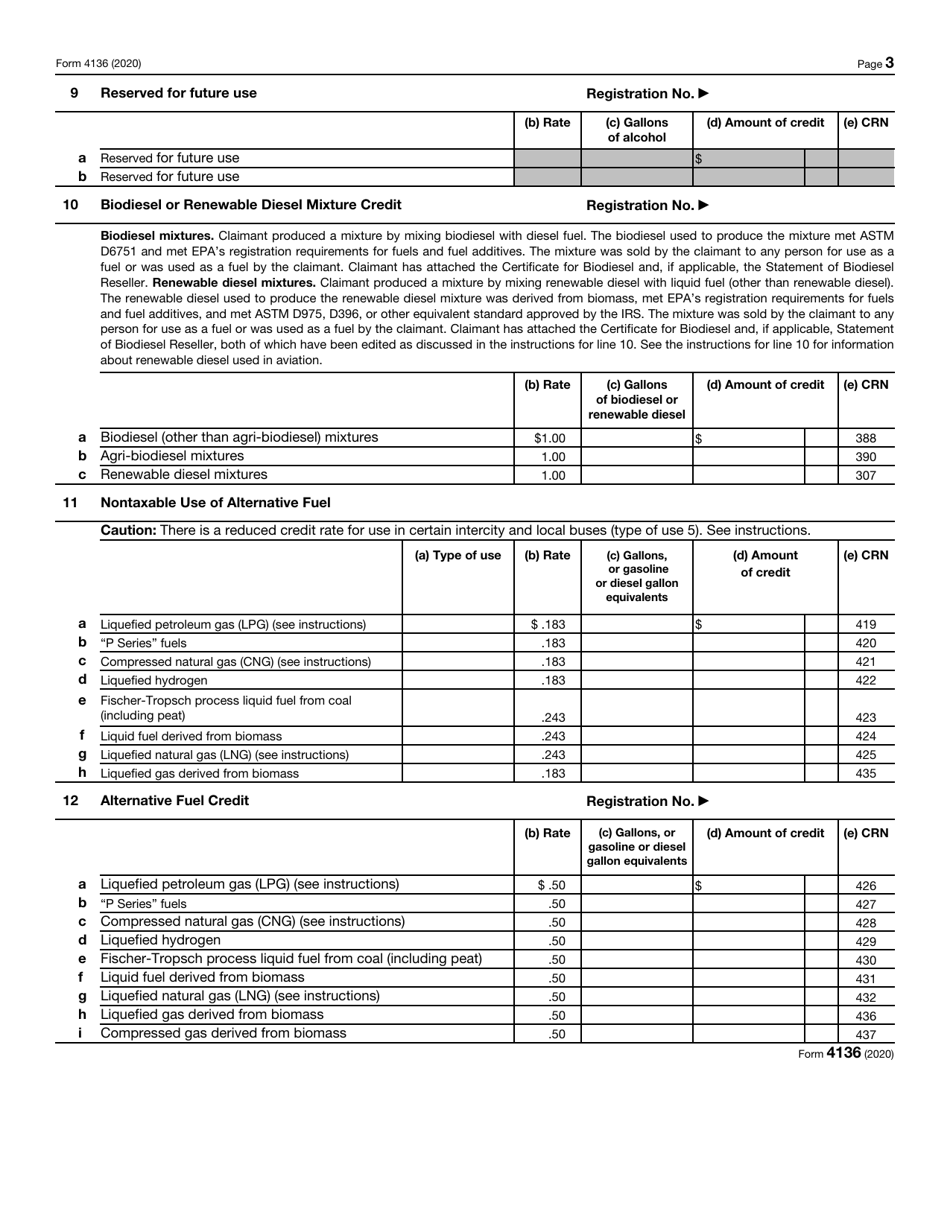 IRS Form 4136 Credit for Federal Tax Paid on Fuels, Page 3
