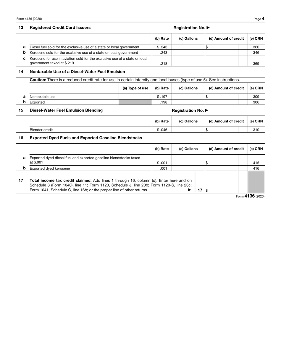 IRS Form 4136 Credit for Federal Tax Paid on Fuels, Page 4