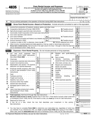IRS Form 4835 Farm Rental Income and Expenses
