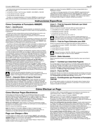 IRS Formulario 4868(SP) Solicitud De Prorroga Automatica Para Presentar La Declaracion Del Impuesto Sobre El Ingreso Personal De Los Estados Unidos (Spanish), Page 3