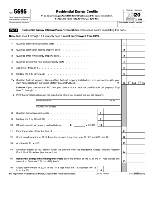 IRS Form 5695 2020 Printable Pdf