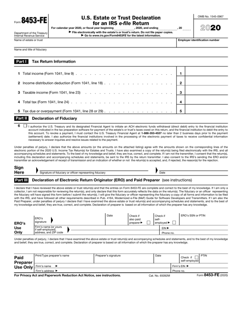 IRS Form 8453-FE 2020 Printable Pdf