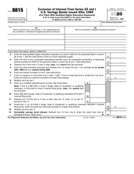 IRS Form 8815 Exclusion of Interest From Series Ee and I U.S. Savings Bonds Issued After 1989