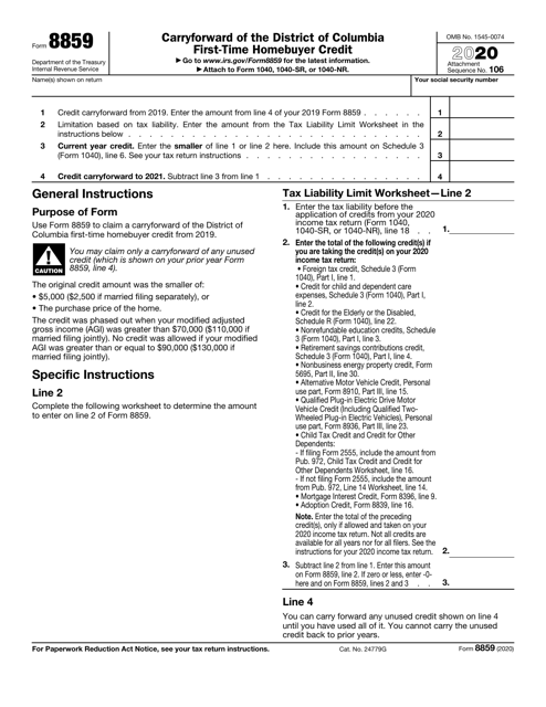 IRS Form 8859 2020 Printable Pdf