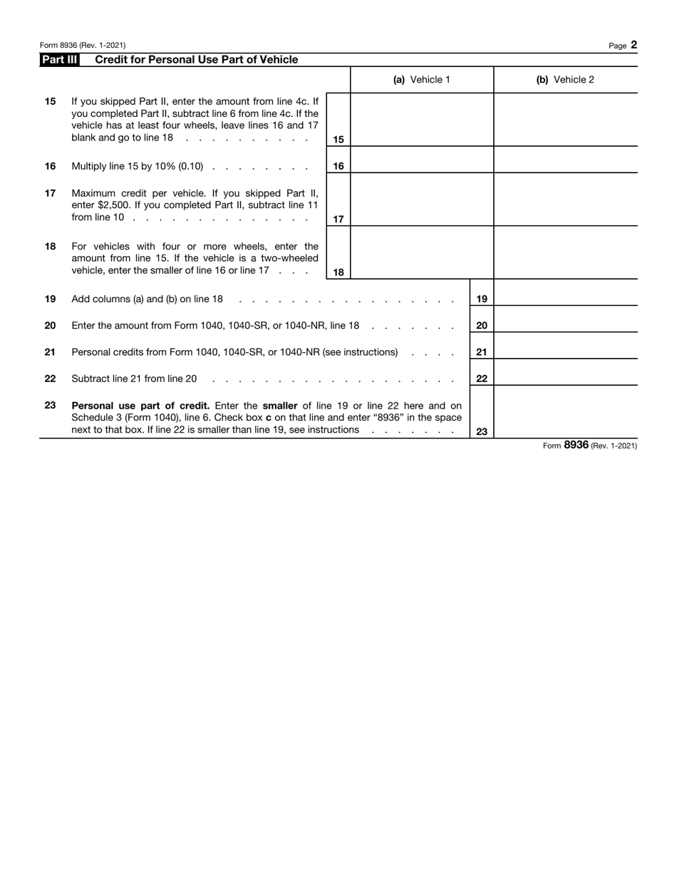 IRS Form 8936 Qualified Plug-In Electric Drive Motor Vehicle Credit, Page 2