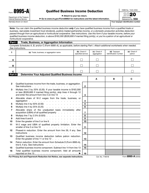 IRS Form 8995-A 2020 Printable Pdf