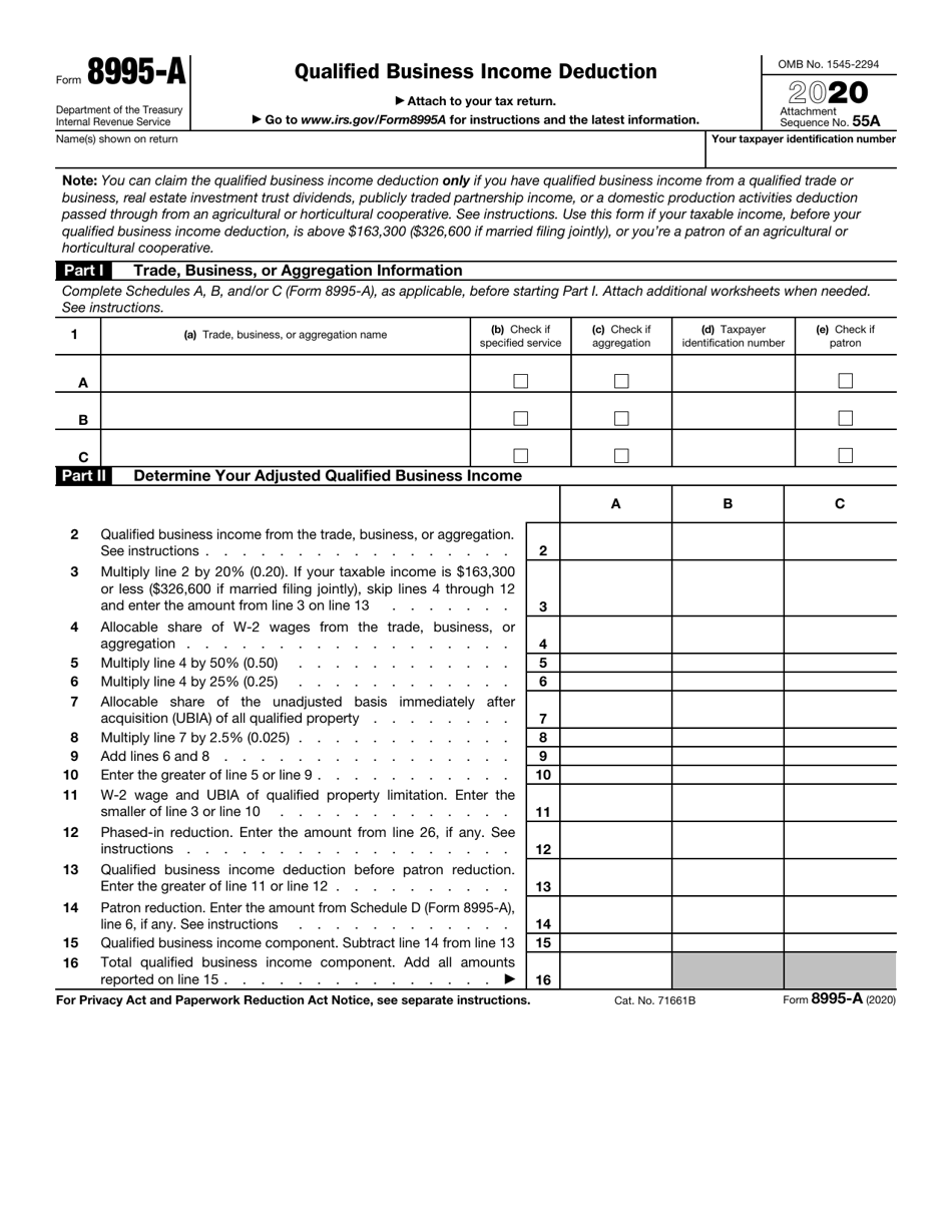 IRS Form 8995A Download Fillable PDF or Fill Online Qualified Business