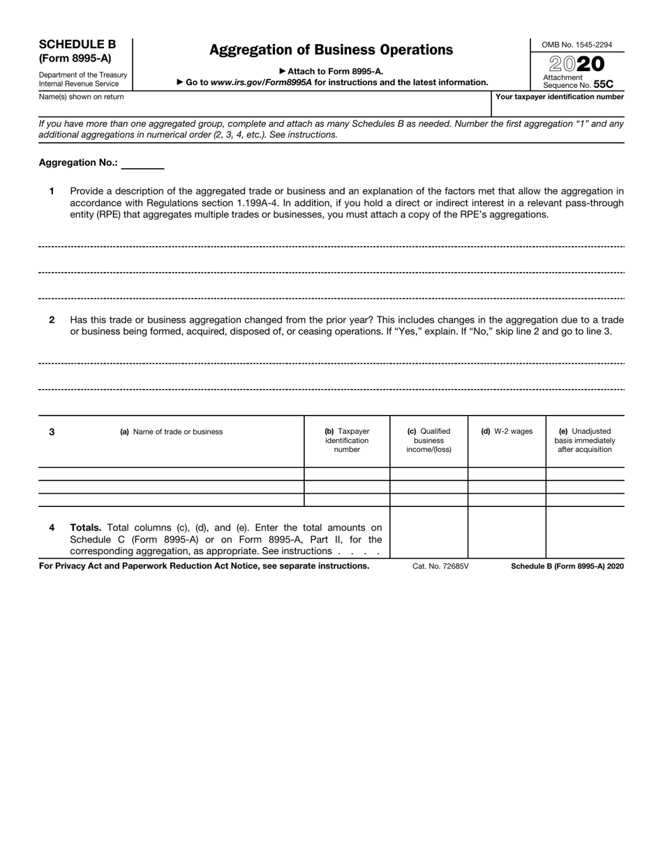 IRS Form 8995-A Schedule B Aggregation of Business Operations, Page 1