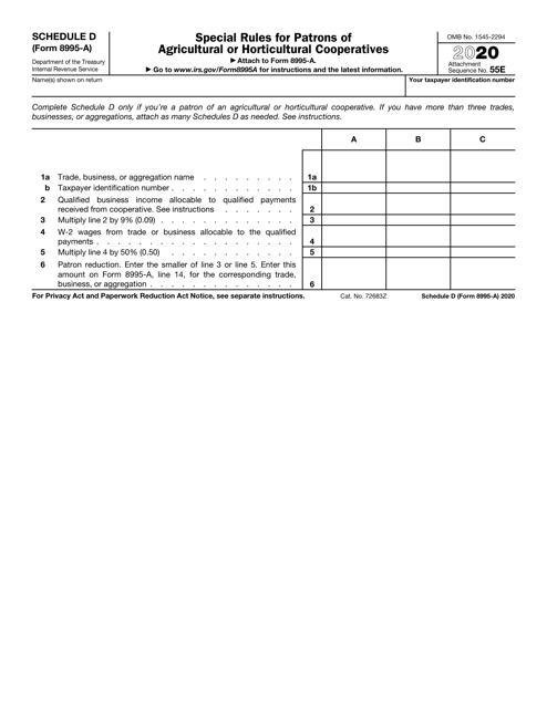 IRS Form 8995-A Schedule D 2020 Printable Pdf