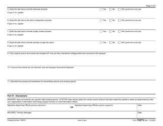 IRS Form 15273 Virtual Vita/Tce Plan, Page 2
