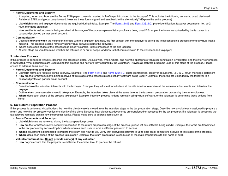 IRS Form 15273 Virtual Vita / Tce Plan, Page 4