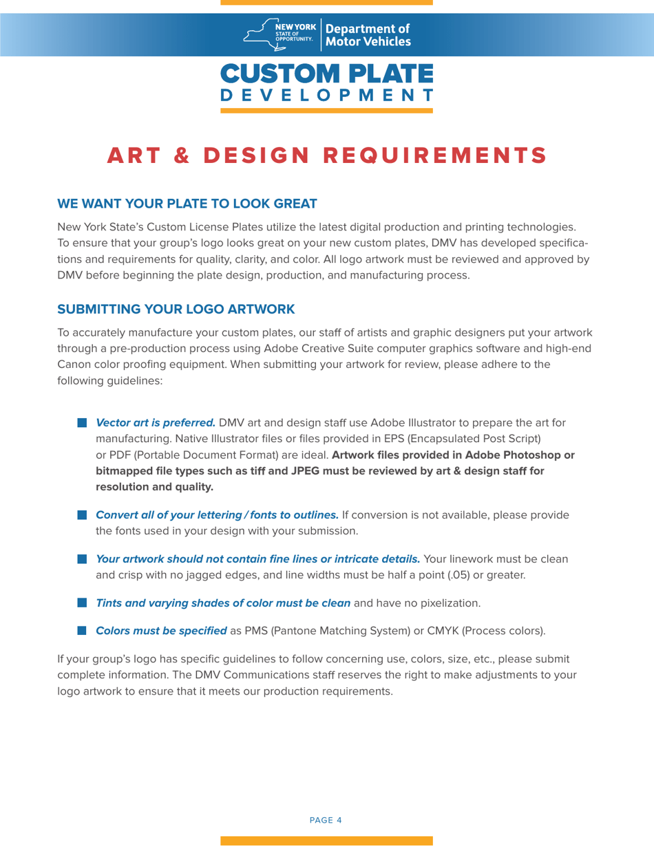 Form MV-415 Request for the Development of Custom Plates - New York, Page 6