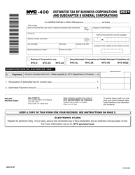 Form NYC-400 &quot;Estimated Tax by Business Corporations and Subchapter S General Corporations&quot; - New York City, 2021