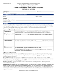 Form HRP-1052A &quot;Commodity Senior Food Program (Csfp) Notice of Action&quot; - Arizona