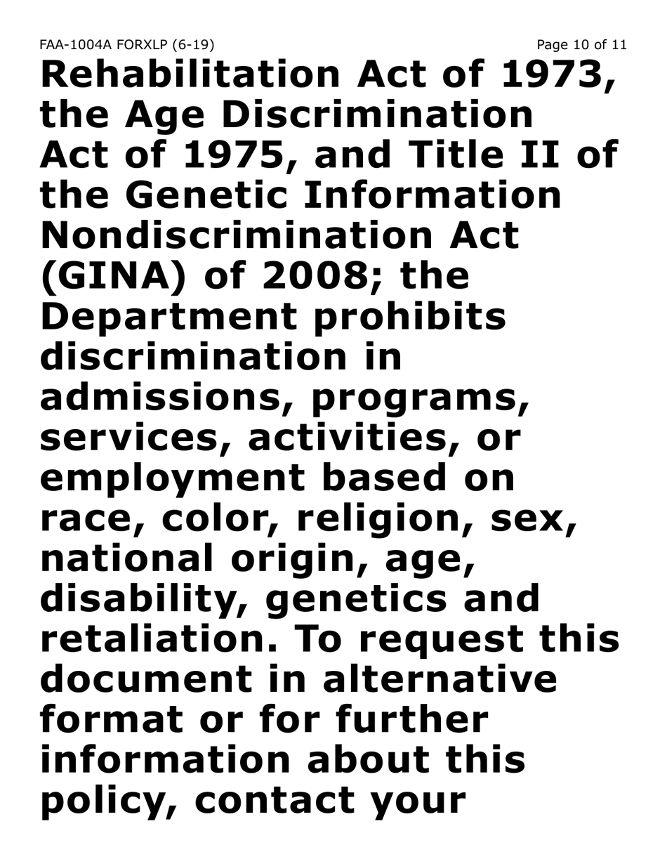 Form FAA-1004A-XLP Designation of Ebt Alternate Card Holder (Extra Large Print) - Arizona, Page 10