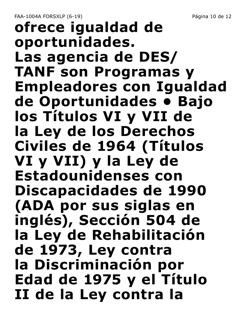 Formulario FAA-1004A-SXLP Designacion De Titular Sustituto Para La Tarjeta De Ebt (Letra Extra Grande) - Arizona (Spanish), Page 10