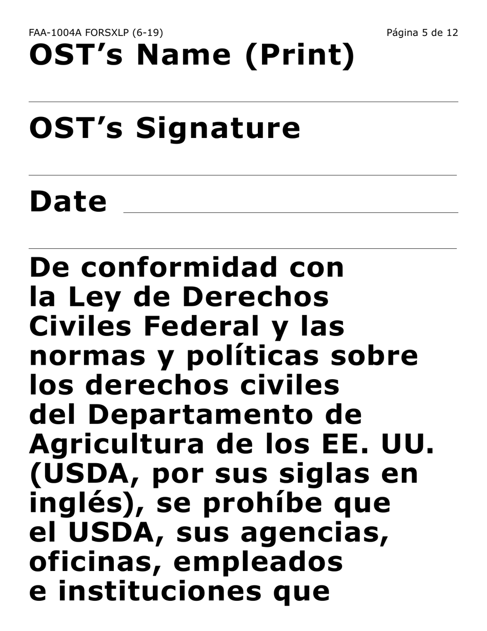 Formulario FAA-1004A-SXLP Designacion De Titular Sustituto Para La Tarjeta De Ebt (Letra Extra Grande) - Arizona (Spanish), Page 5
