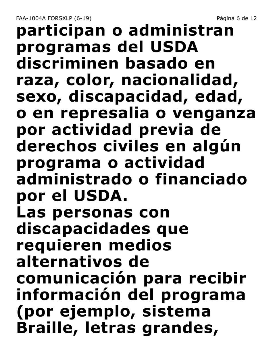 Formulario FAA-1004A-SXLP Designacion De Titular Sustituto Para La Tarjeta De Ebt (Letra Extra Grande) - Arizona (Spanish), Page 6