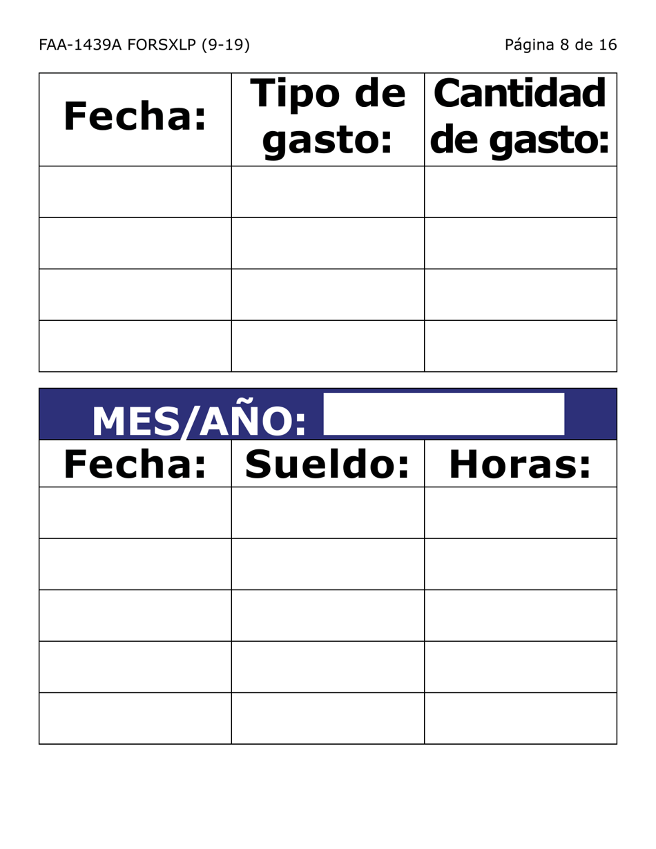 Formulario FAA-1439A-SXLP Declaracion De Sueldo De Empleo Por Cuenta Propia (Letra Extra Grande) - Arizona (Spanish), Page 8
