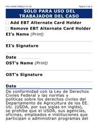 Formulario FAA-1004A-SLP Designacion De Titular Sustituto Para La Tarjeta De Ebt (Letra Grande) - Arizona (Spanish), Page 3
