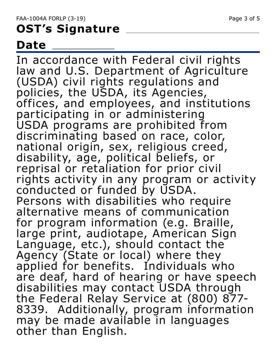 Form FAA-1004A-LP Designation of Ebt Alternate Card Holder (Large Print) - Arizona, Page 3