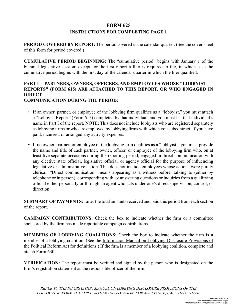 FPPC Form 625 Report of Lobbying Firm - California, Page 3