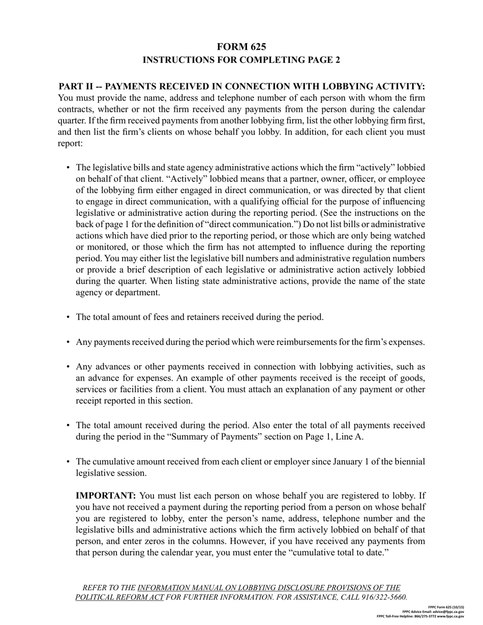FPPC Form 625 Report of Lobbying Firm - California, Page 5