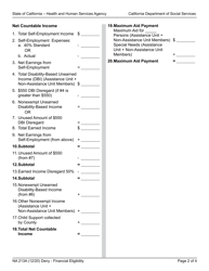 Form NA213A Notice of Action - Deny - Financial Eligibility - California, Page 2