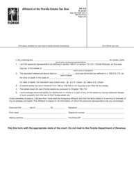 Form DR-312 &quot;Affidavit of No Florida Estate Tax Due&quot; - Florida